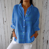 Ursel | Camicetta blu moderna a righe — 1