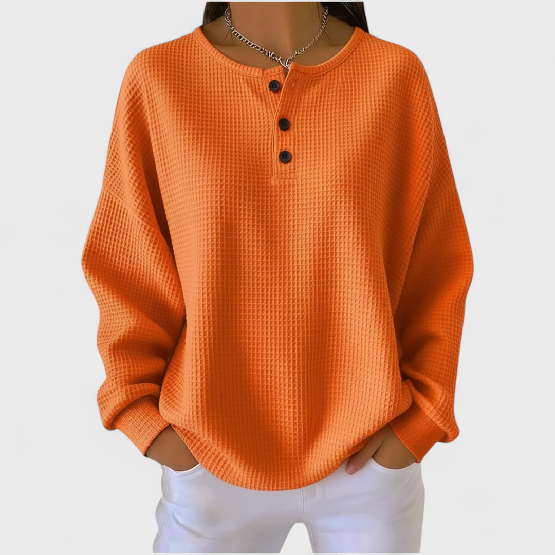 Kristin | Pullover realizzato in morbida maglia waffle — 1