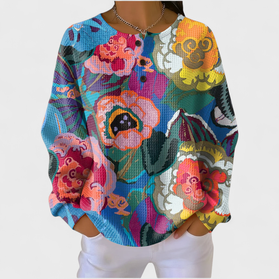 Heike | Maglia con grandi fiori colorati — 1
