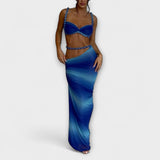 Irene | Elegante abito a due pezzi composto da top corto sfumato e sopragonna — 1