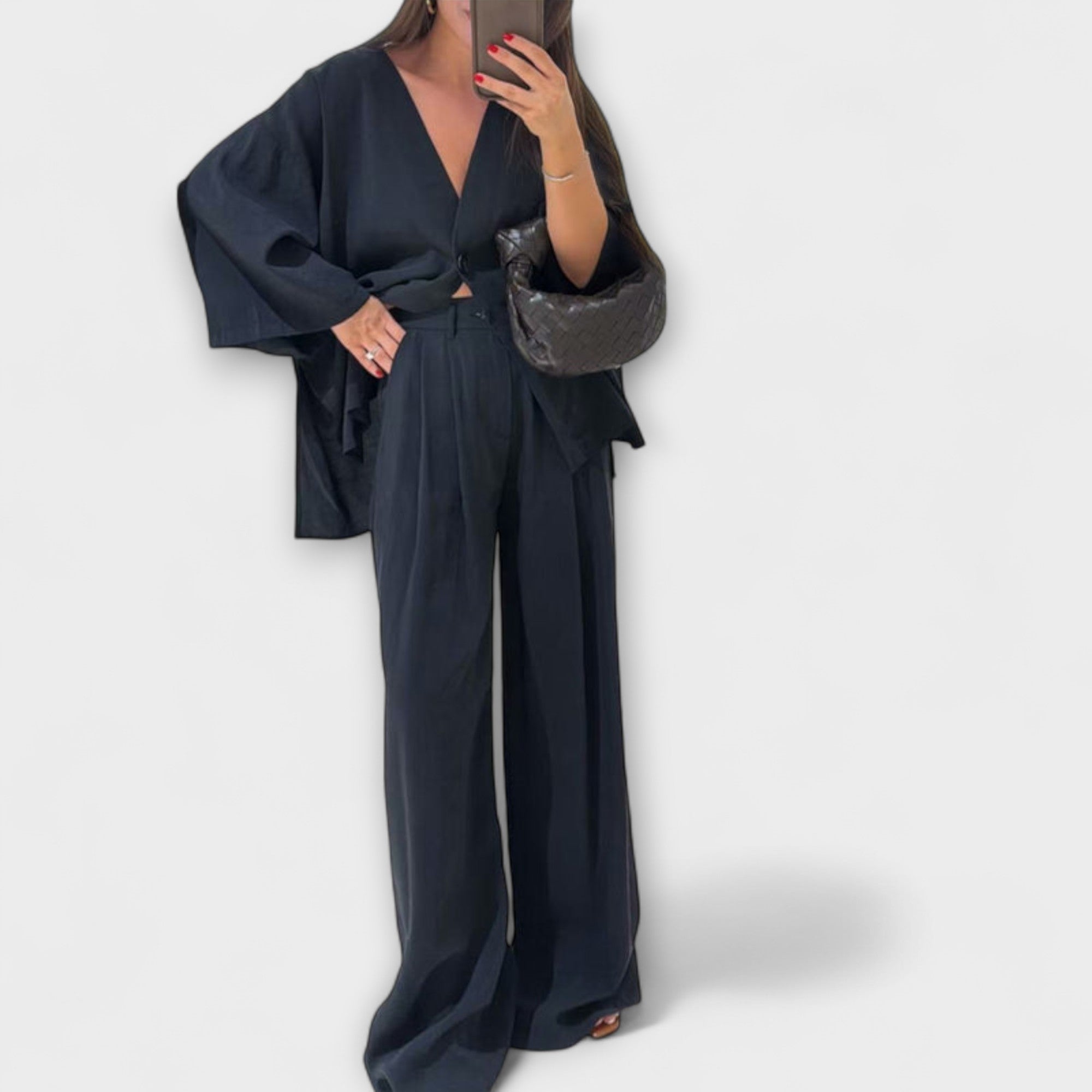 Greta | Duo top e pantaloni casual con scollo a V — 4