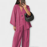 Greta | Duo top e pantaloni casual con scollo a V — 6