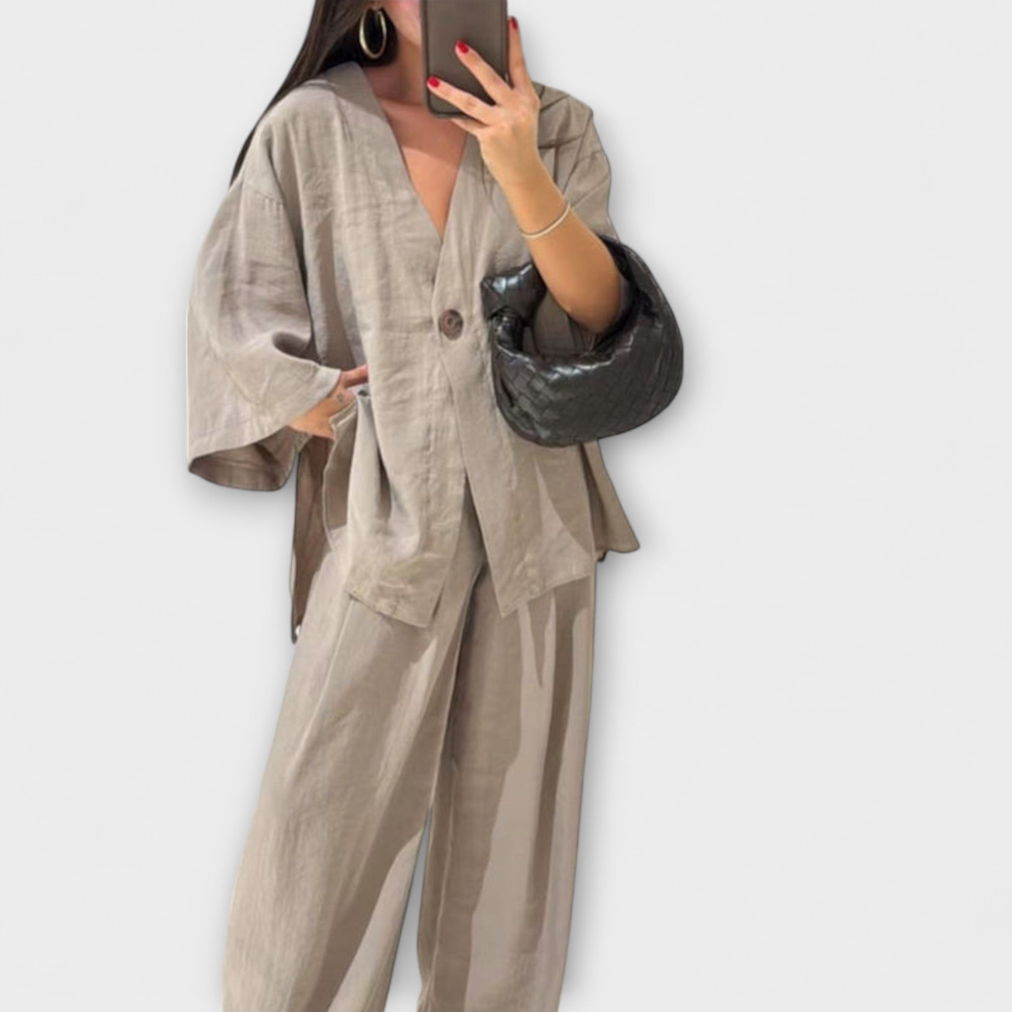 Greta | Duo top e pantaloni casual con scollo a V — 9