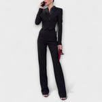 Eva-Maria | Set blazer corto senza schienale con perline nere — 1