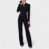Eva-Maria | Set blazer corto senza schienale con perline nere — 1