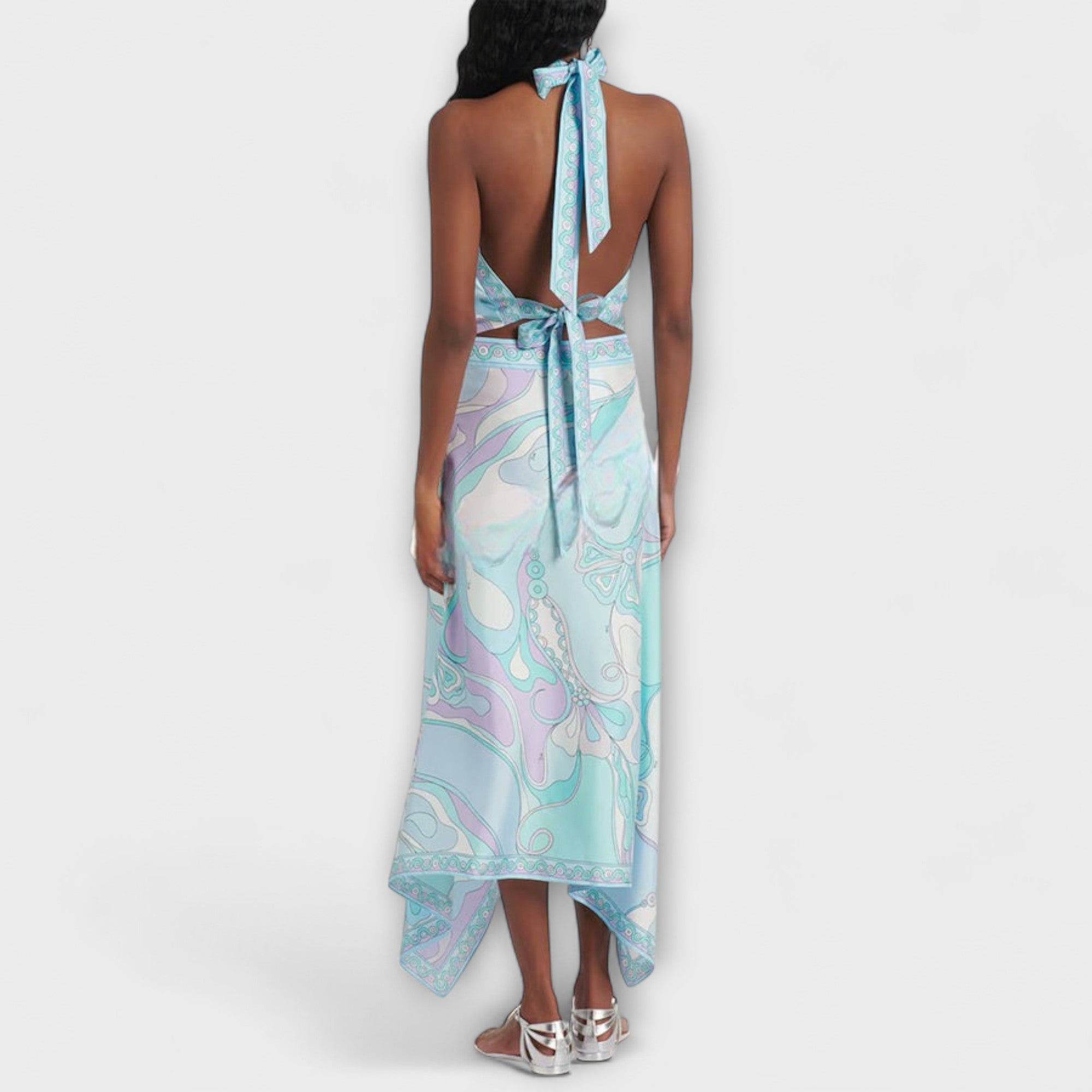 Margarete | Set top con scollo all'americana e gonna midi asimmetrica — 5