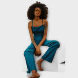 Stefanie | tuta in denim svasata con dettaglio cravatta — 2