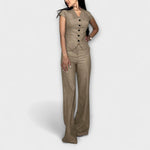 Karin | Elegante set top e pantaloni con scollo a V — 4