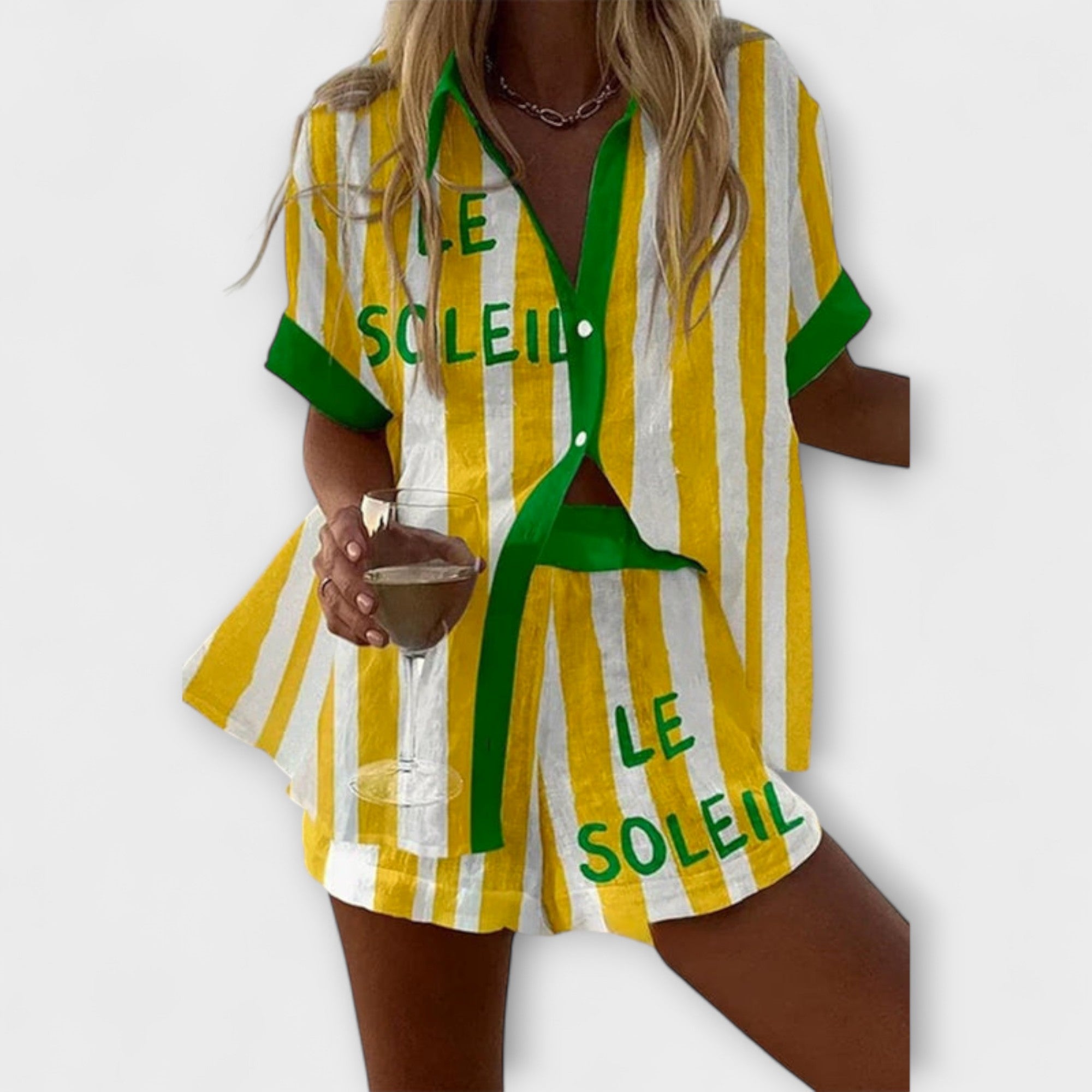 Madlen | Modello in lino giallo con altalena — 1