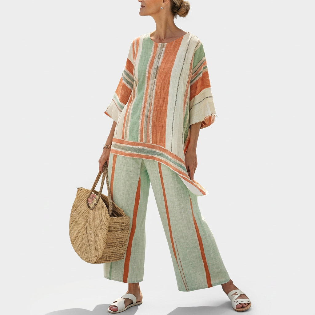 Jasmin | Completo lino a righe — 1