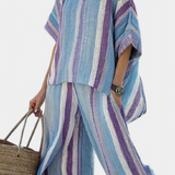 Ines | Abito a righe color malva — 3