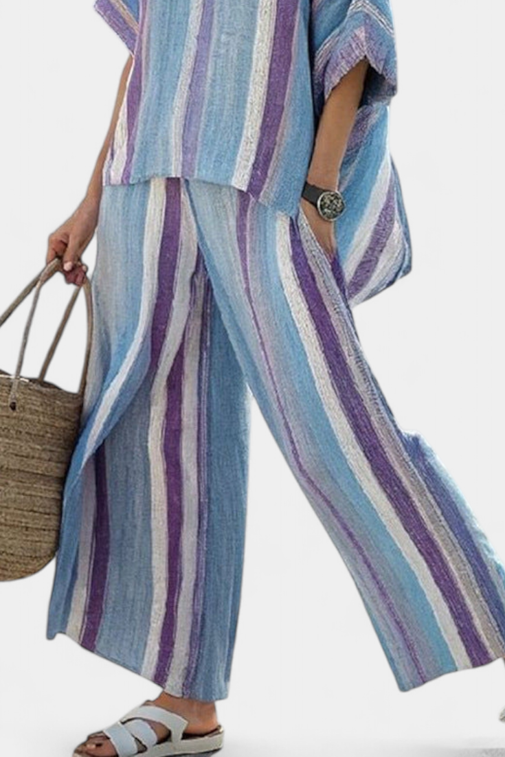 Ines | Abito a righe color malva — 4