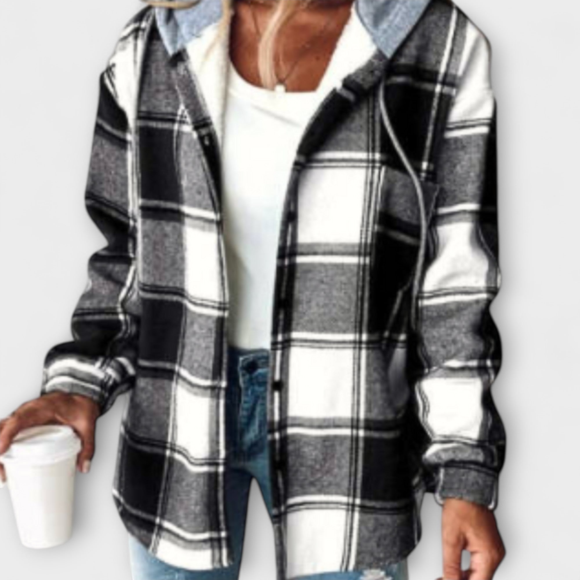 Susanne | Felpa con cappuccio a quadri da donna — 3