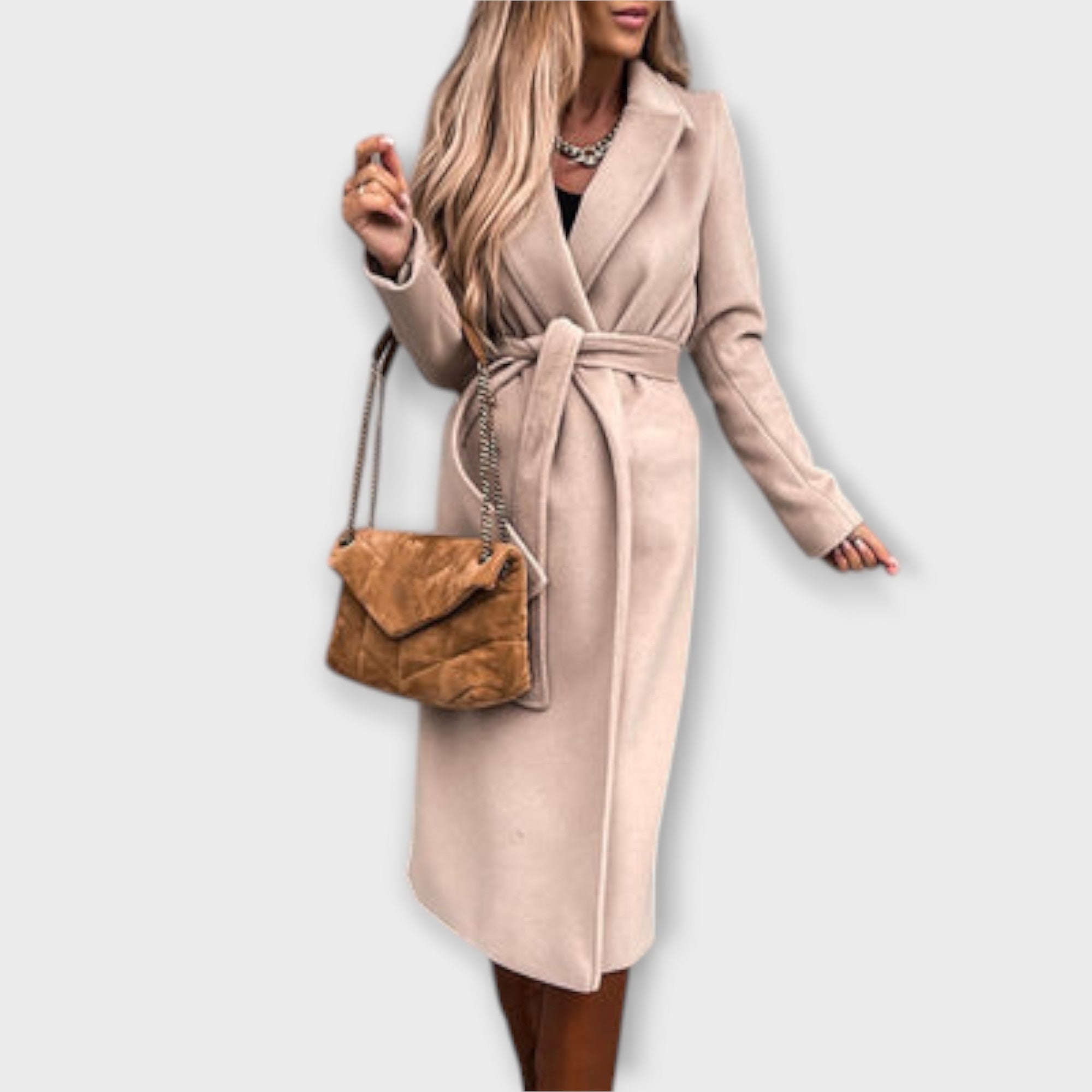 Viola | Cappotto lungo chic con cintura da annodare — 2