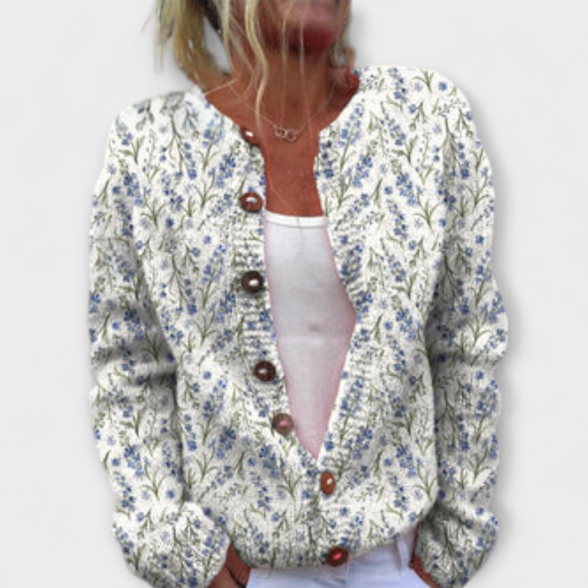 Mathilda | Cardigan floreale in misto lana — 1