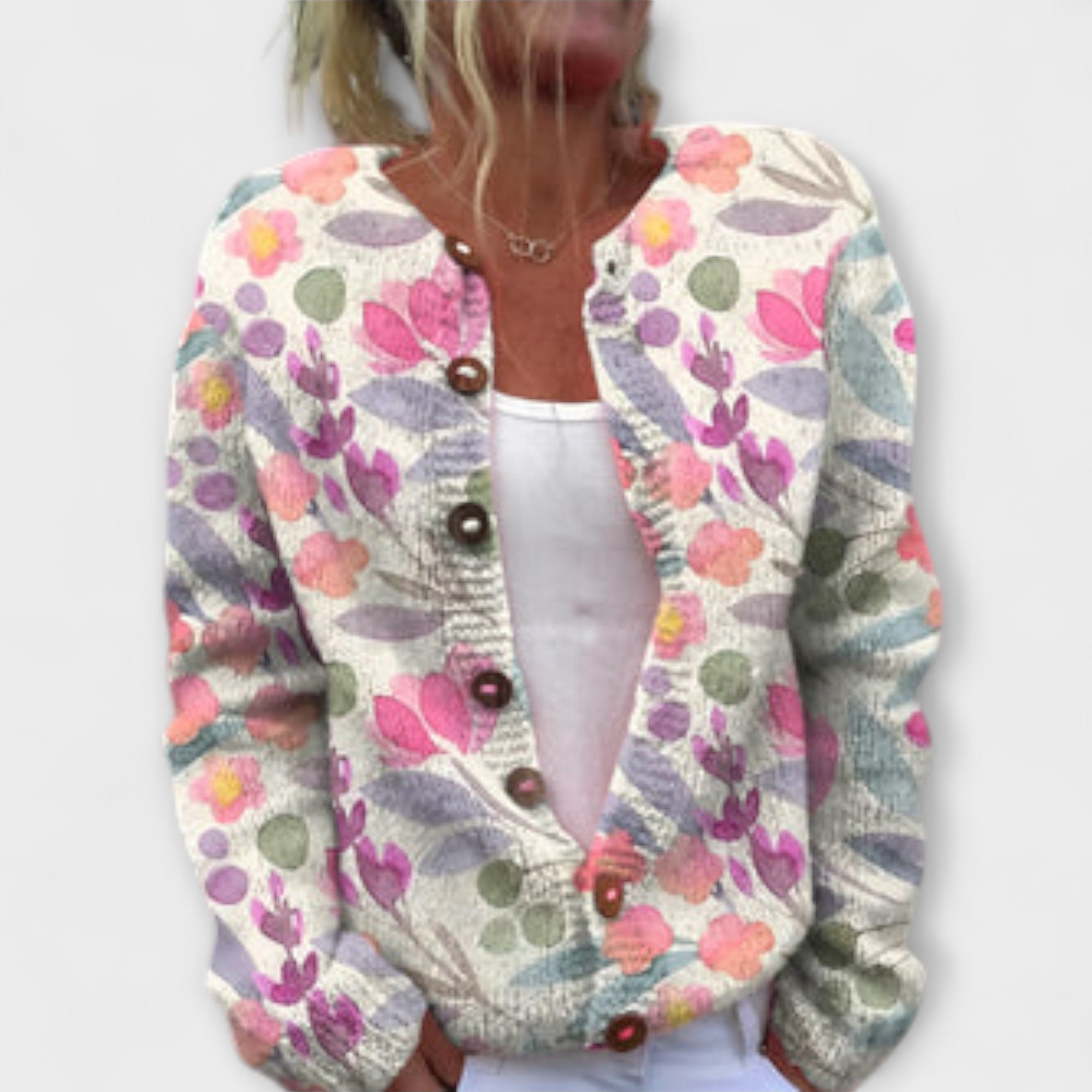 Erika | Cardigan con stampa prati — 1