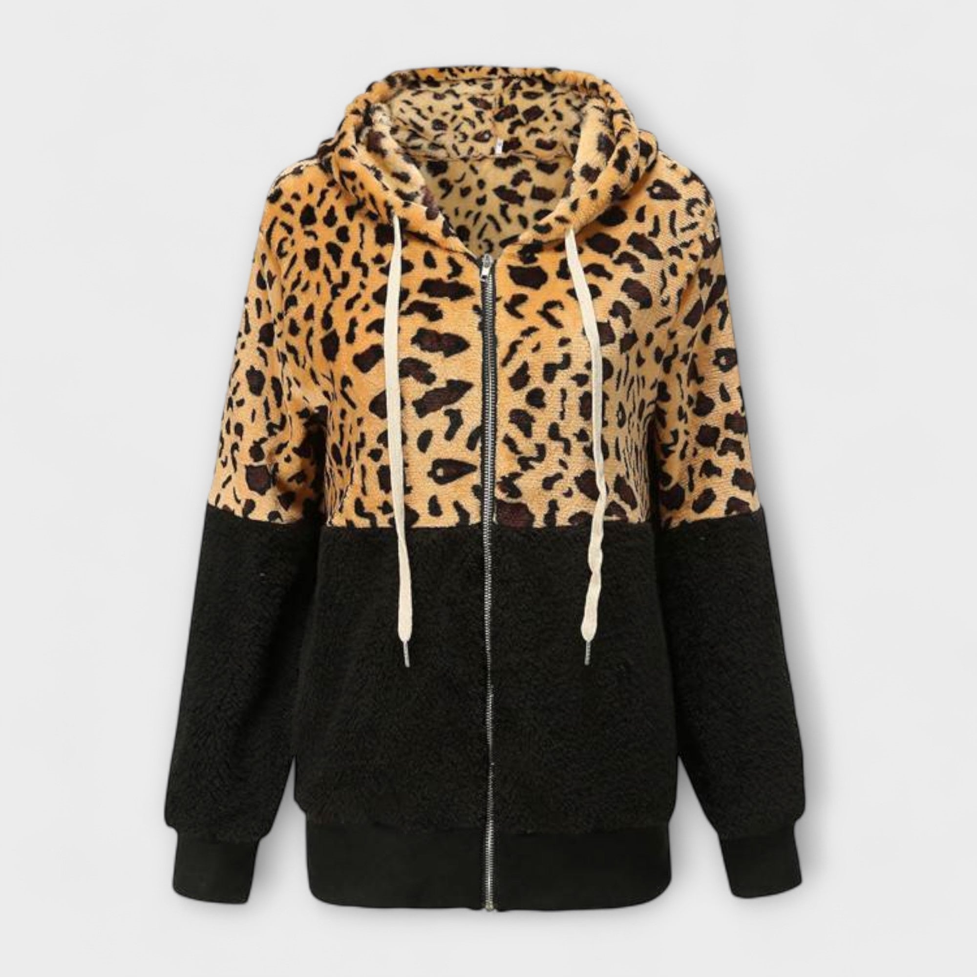 Margarete | Felpa con cappuccio in pile con disegno leopardato — 2