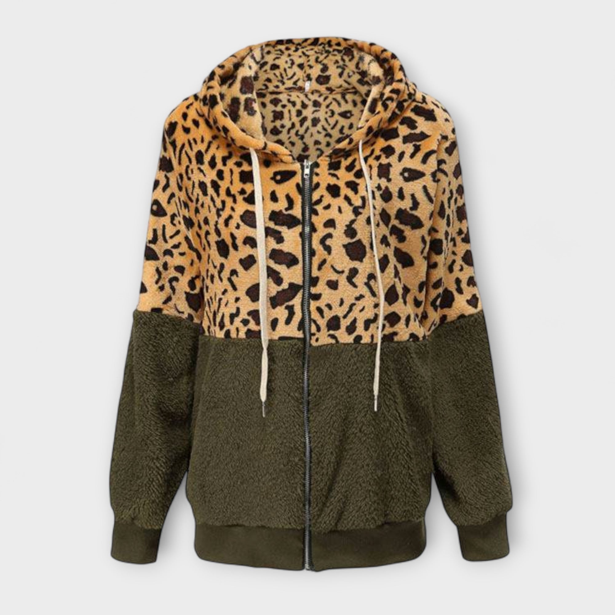 Margarete | Felpa con cappuccio in pile con disegno leopardato — 4