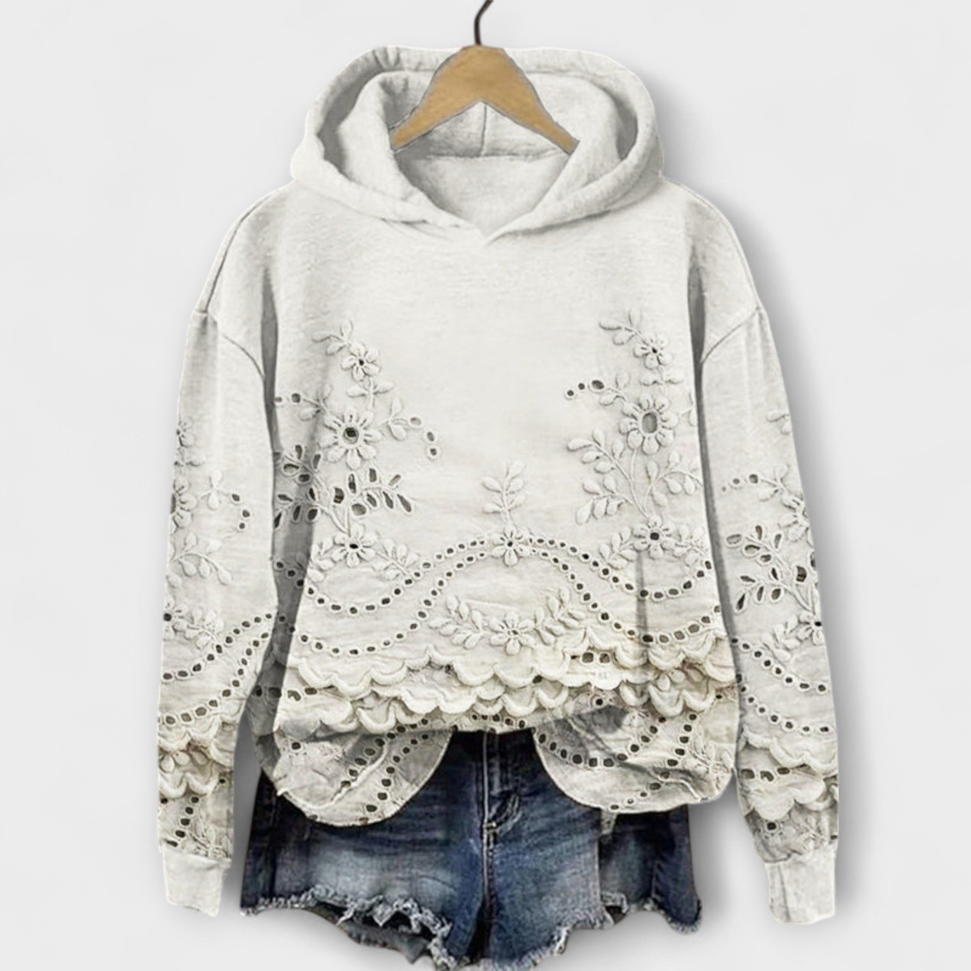 Karina | Felpa con cappuccio con stampa floreale vintage — 3