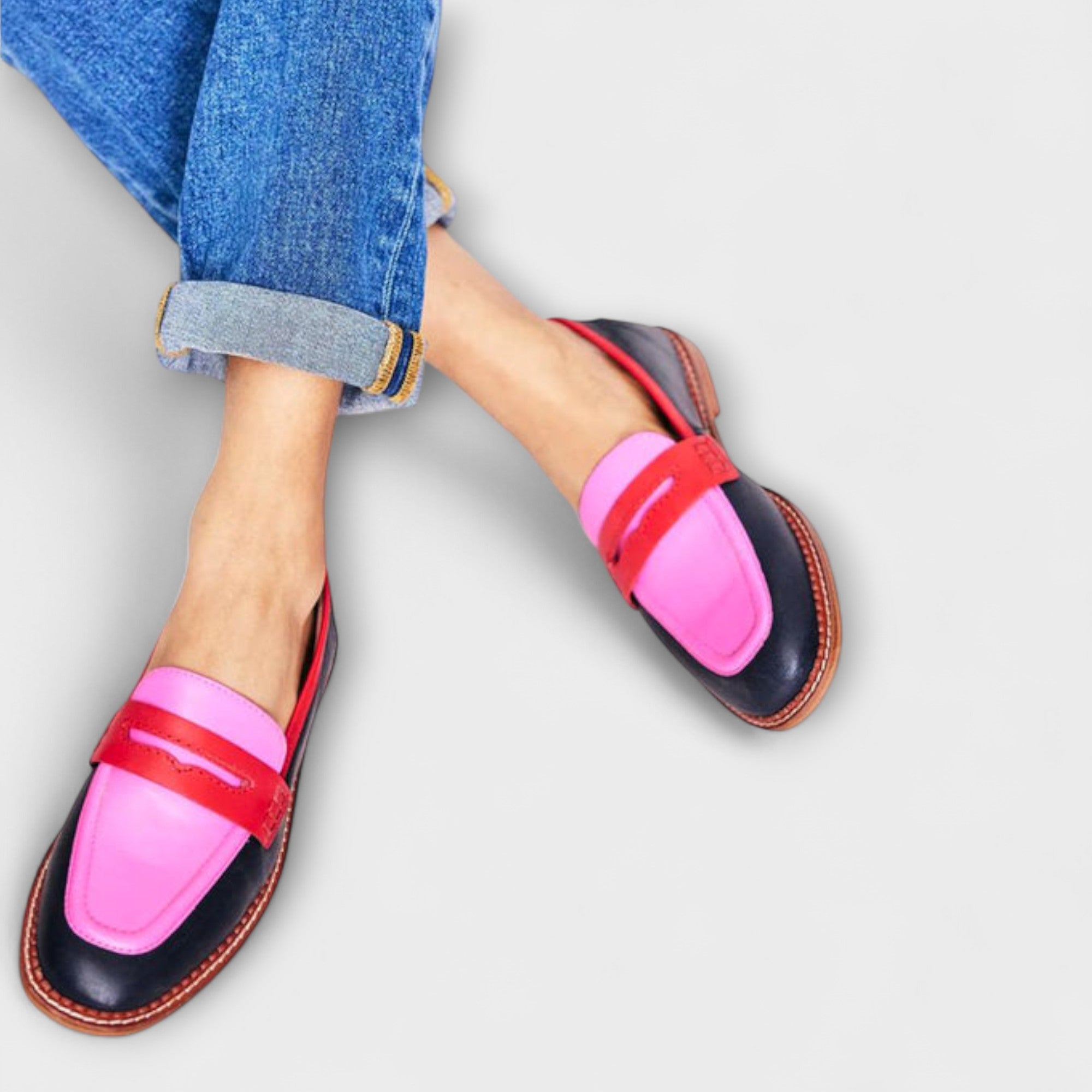 Marion | Pantofole con punta tonda e colore a contrasto — 1