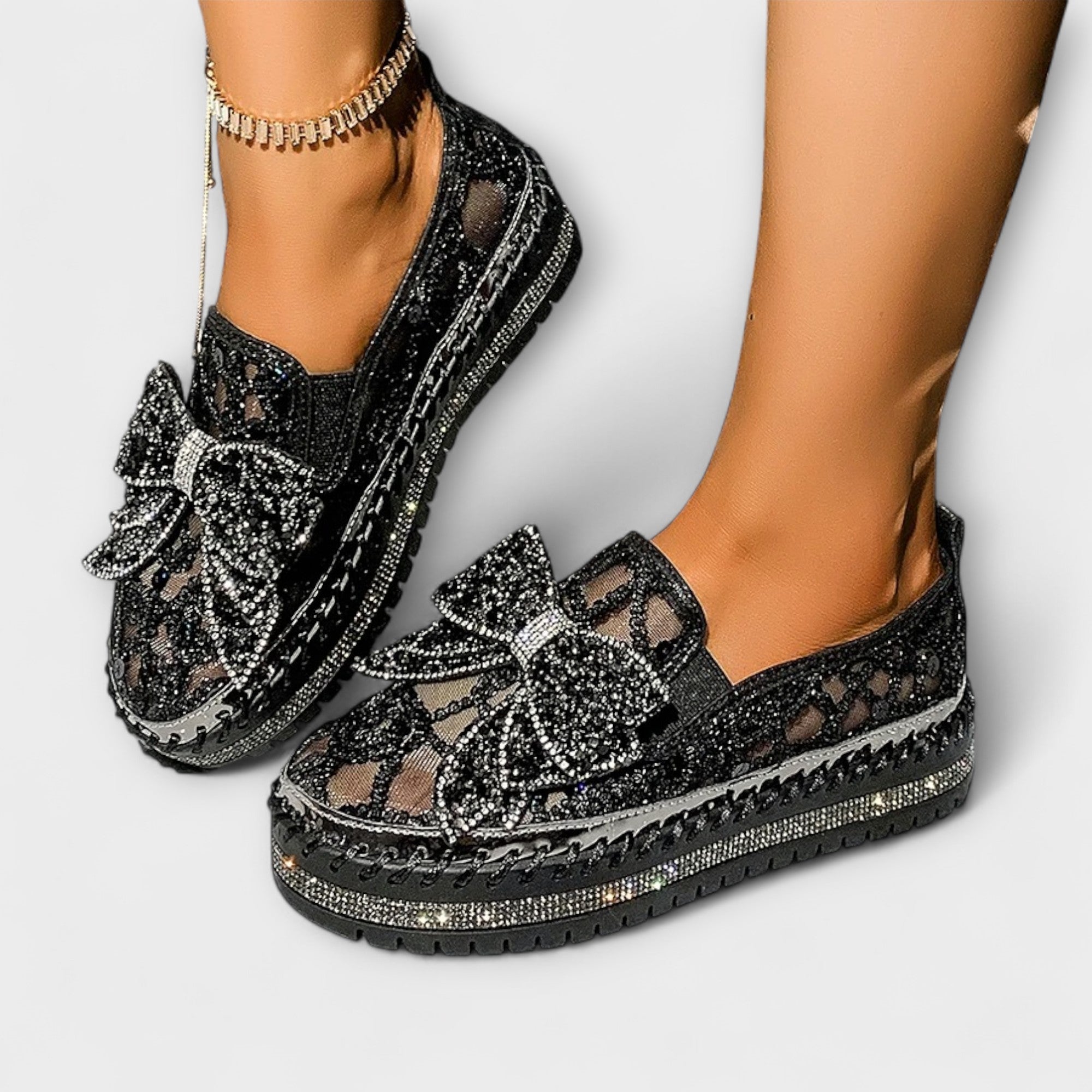 Julia | Mocassini con fiocco in strass — 1