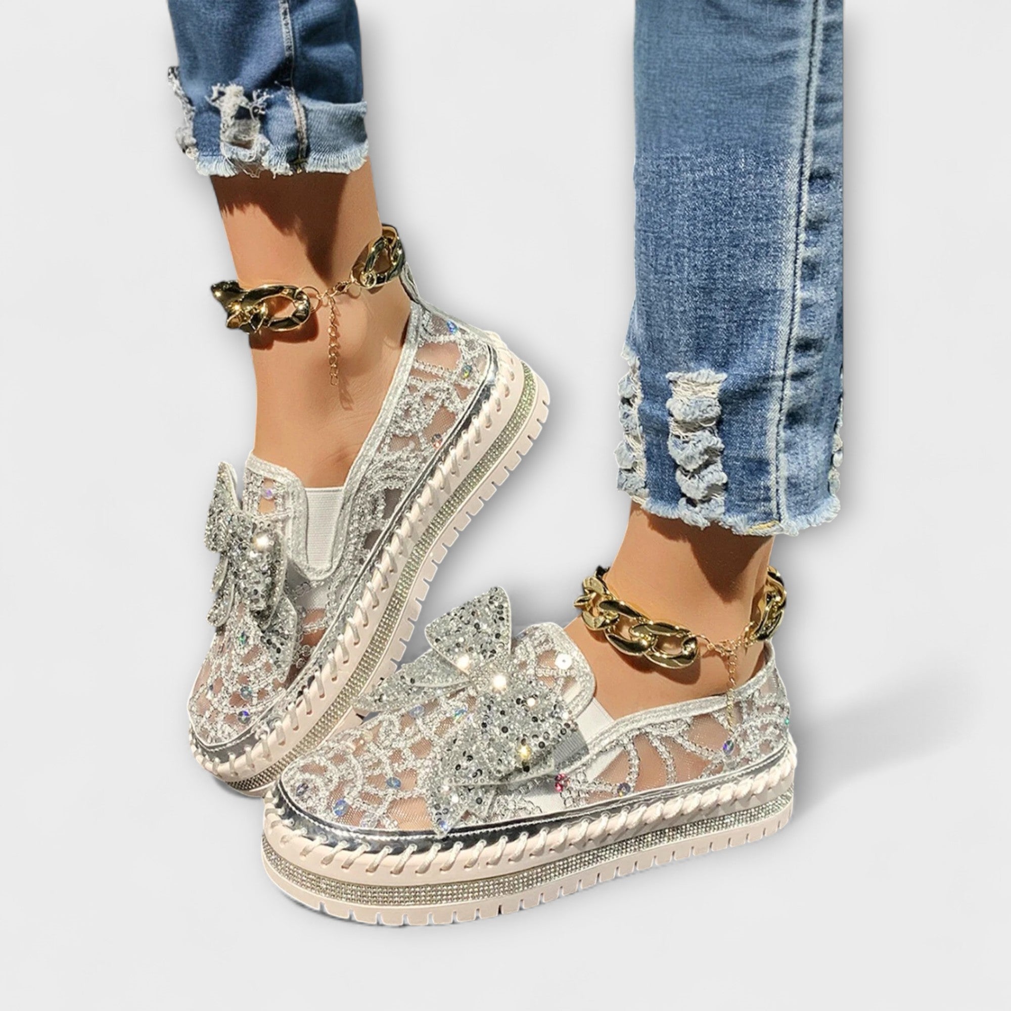 Julia | Mocassini con fiocco in strass — 2