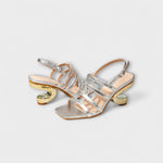 Lara | sandali slingback metallizzati lucidi — 1
