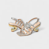Lara | sandali slingback metallizzati lucidi — 1