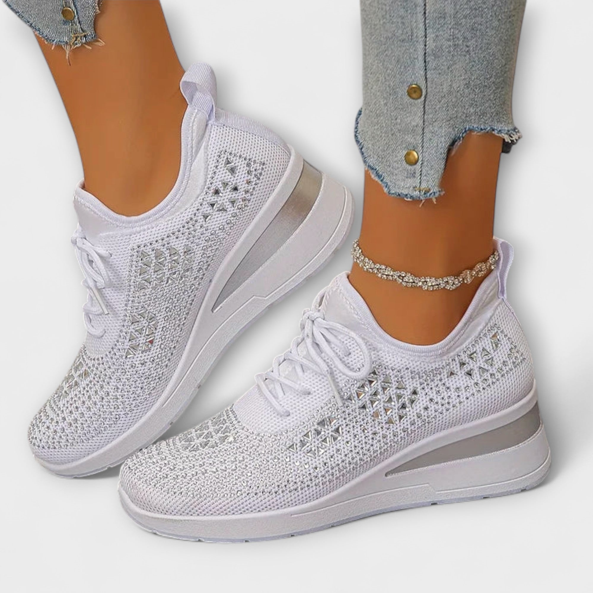 Edeltraud | Sneakers ortopediche cangianti con strass — 1
