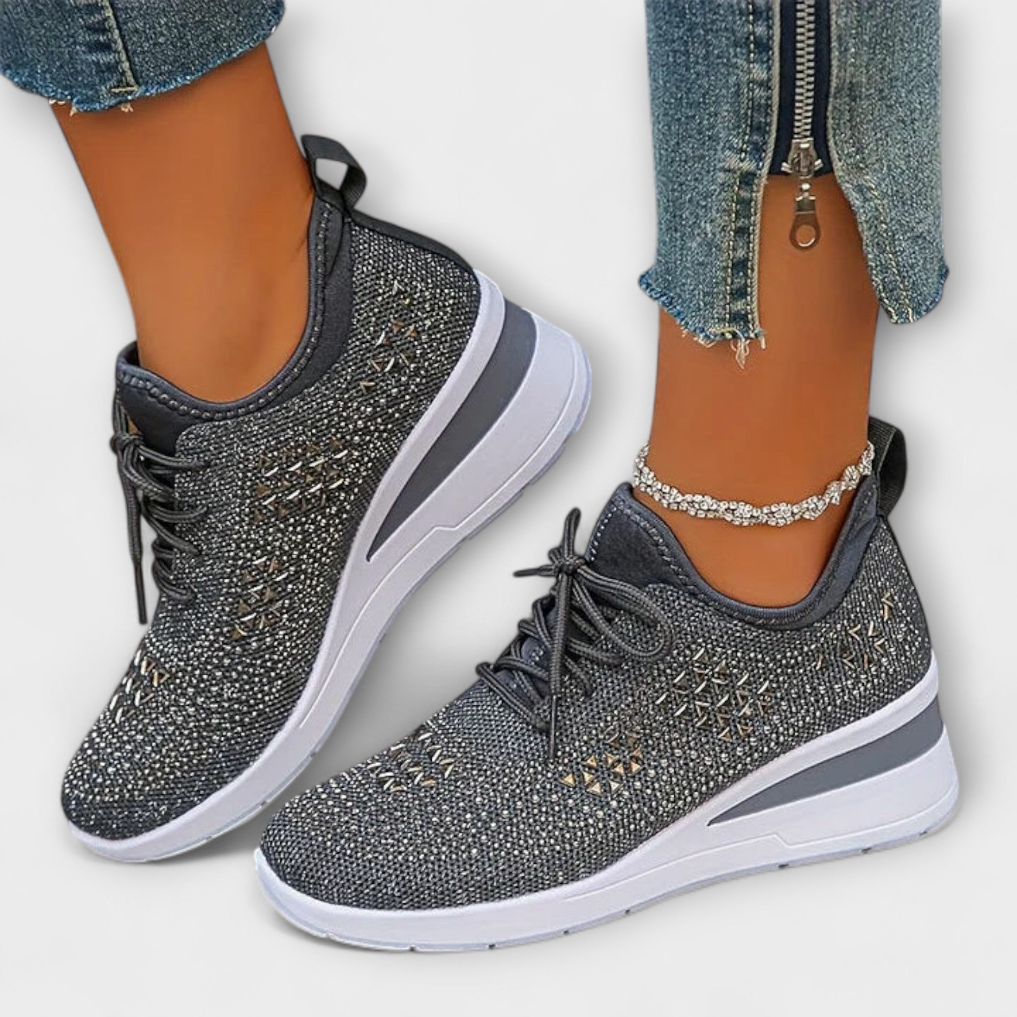 Edeltraud | Sneakers ortopediche cangianti con strass — 4