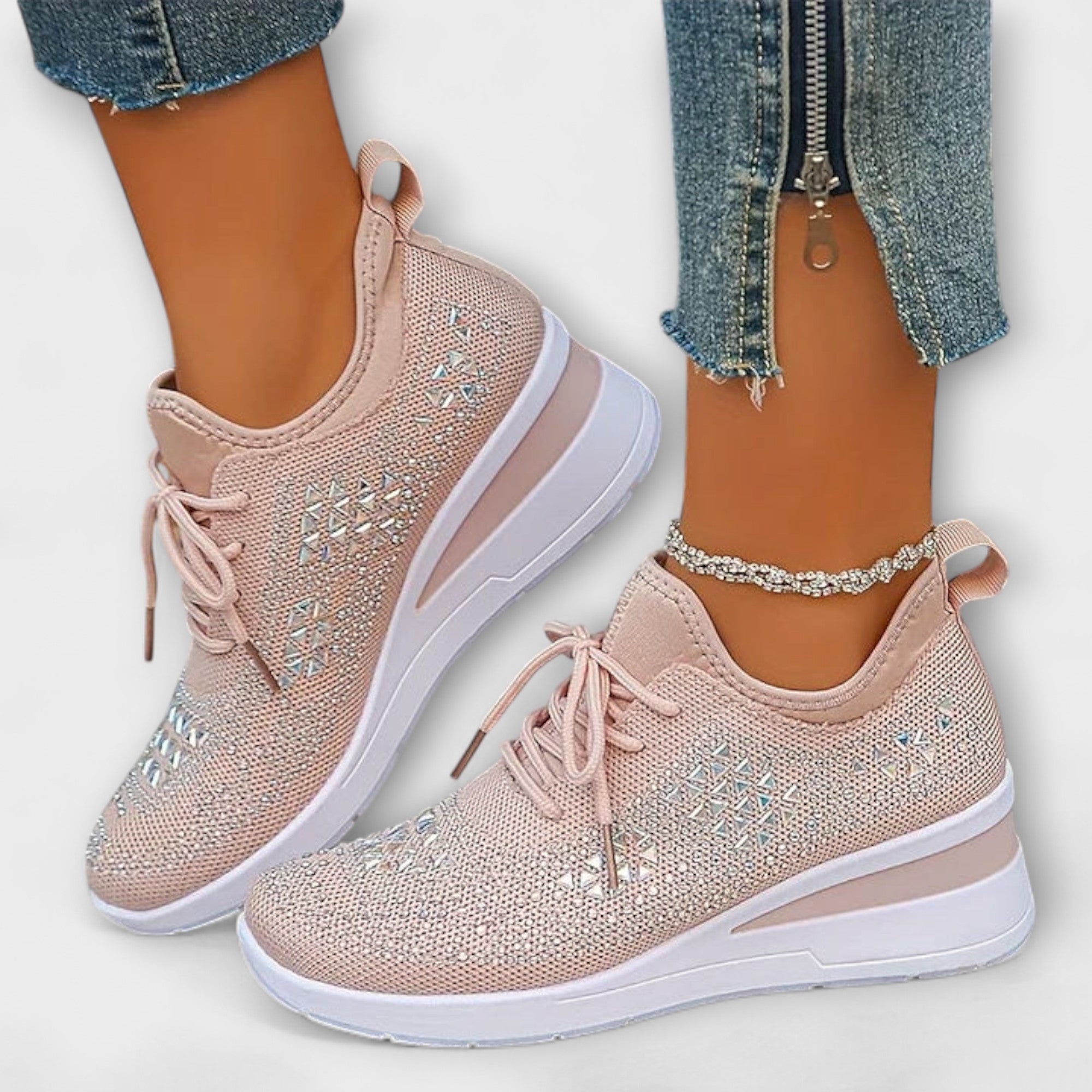 Edeltraud | Sneakers ortopediche cangianti con strass — 7