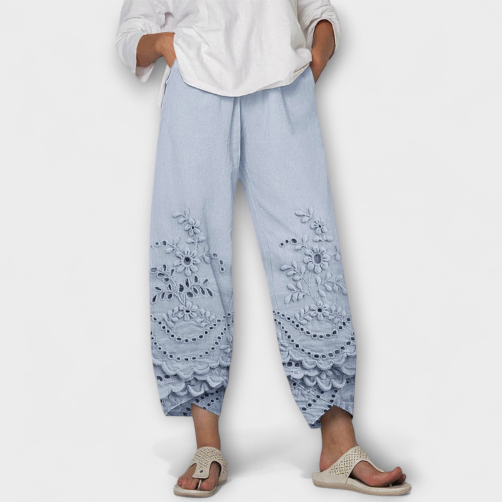 Annette | Pantaloni eleganti in pizzo stampato — 2