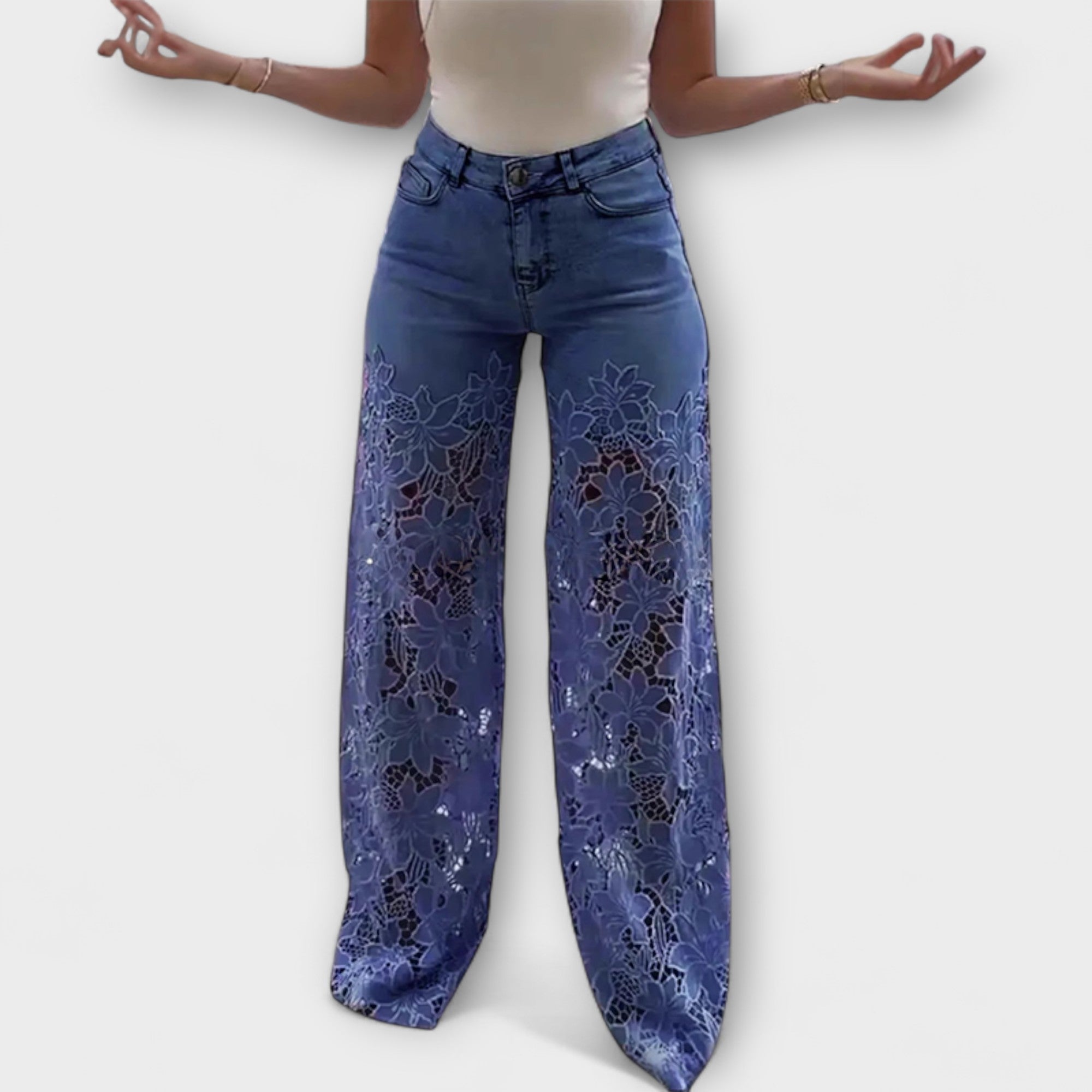 Marie | Jeans patchwork di pizzo alla moda — 2