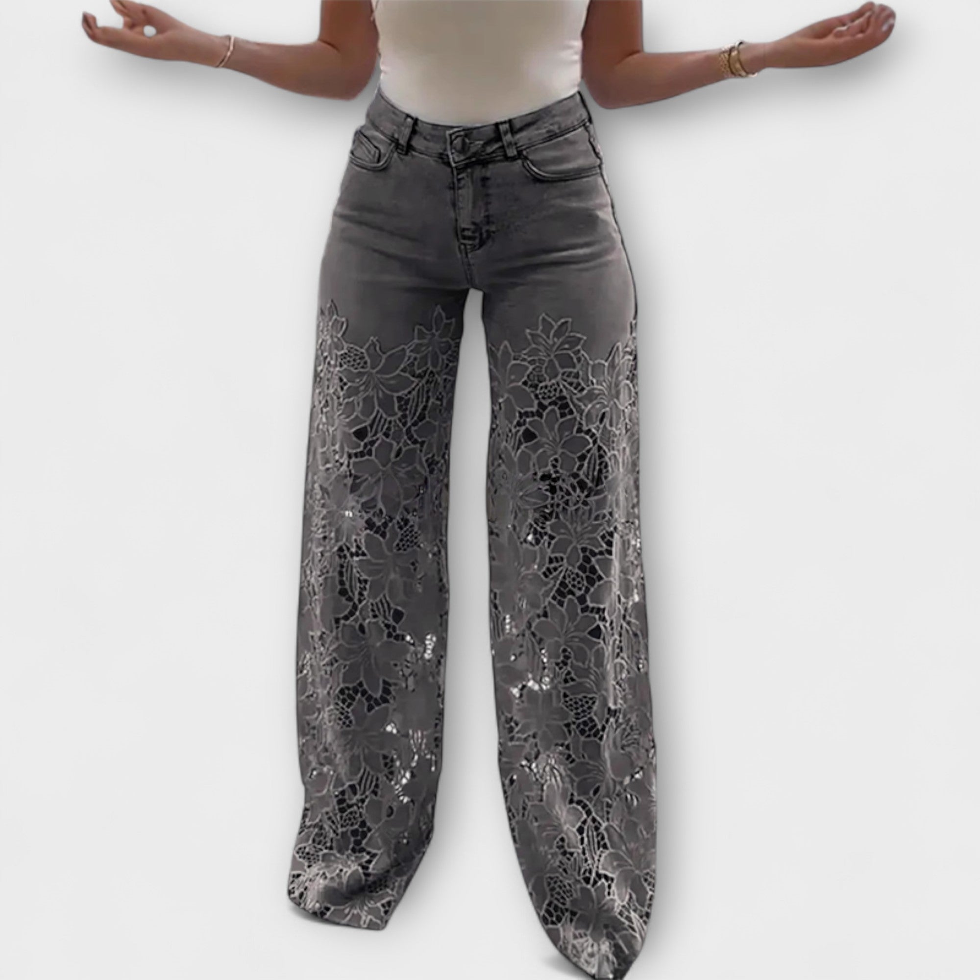Marie | Jeans patchwork di pizzo alla moda — 3