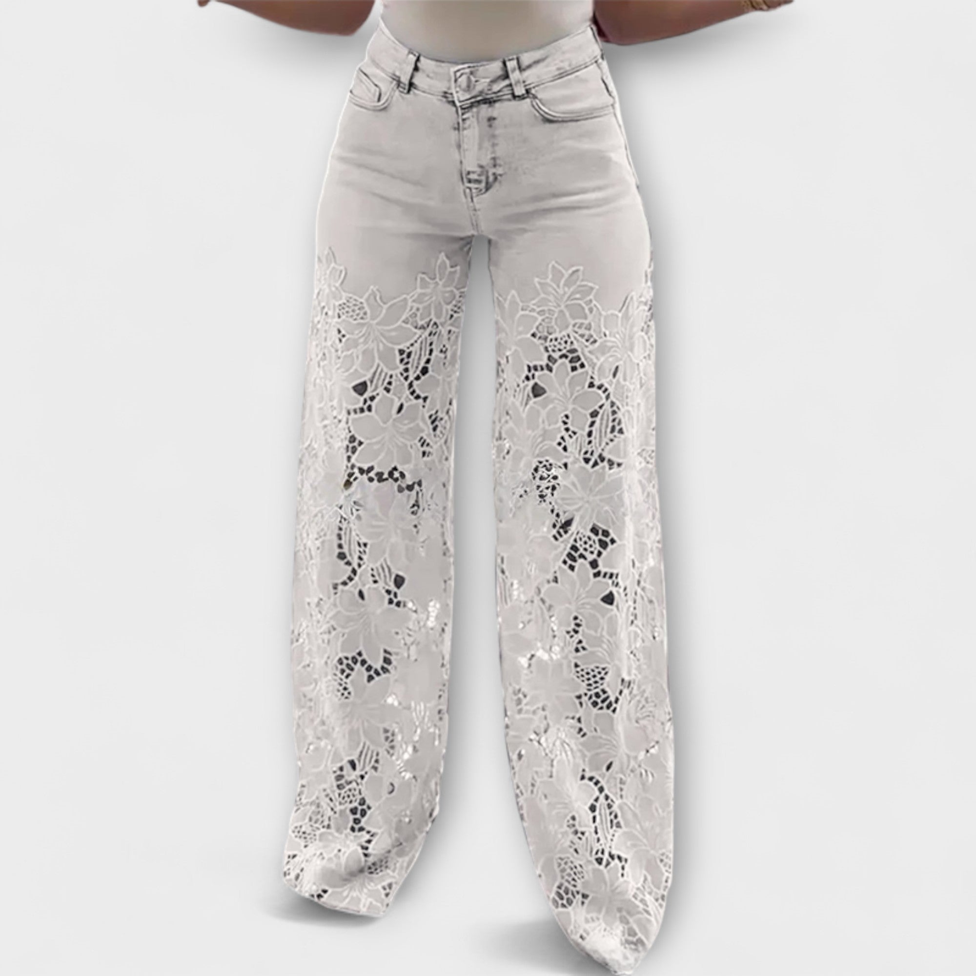 Marie | Jeans patchwork di pizzo alla moda — 4
