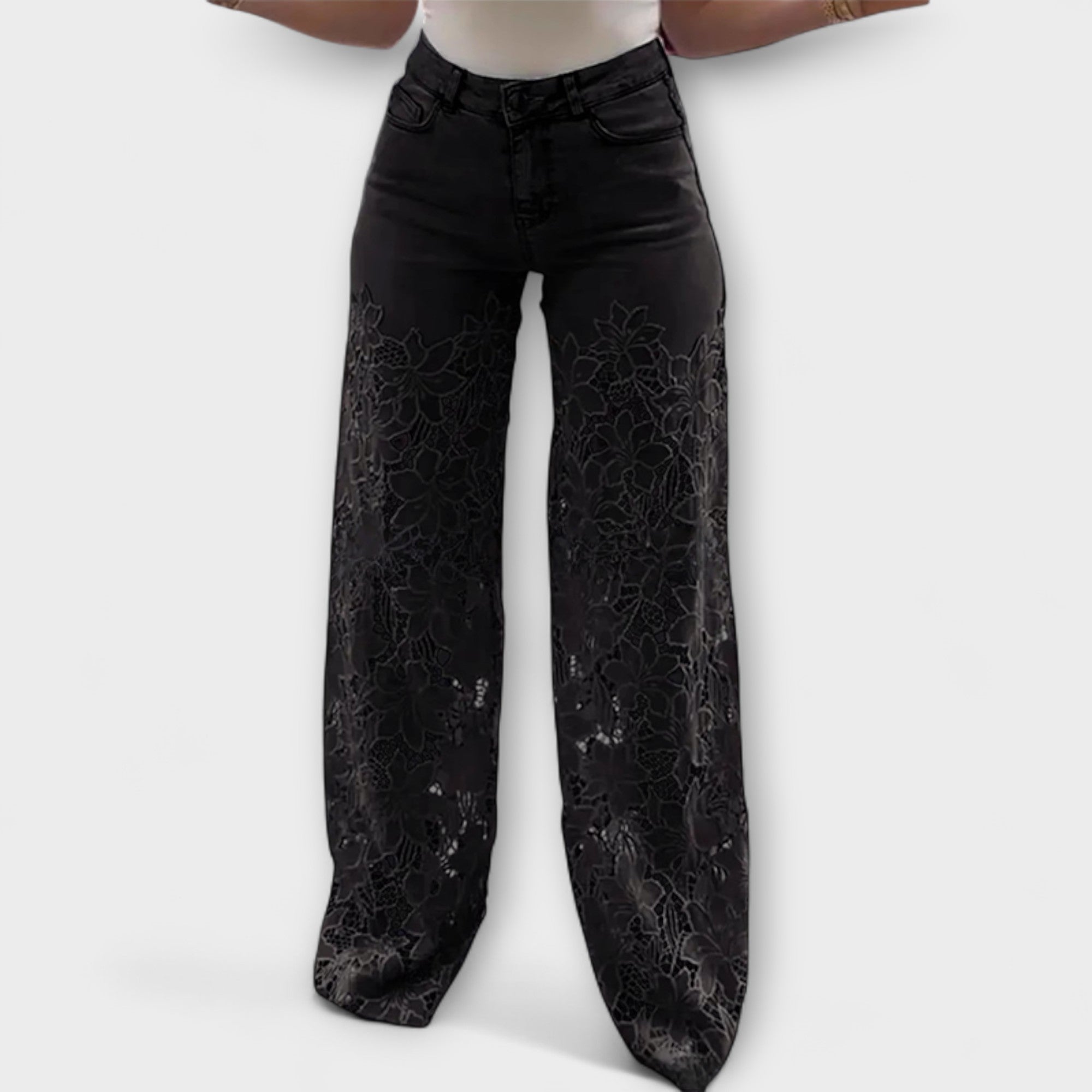 Marie | Jeans patchwork di pizzo alla moda — 5