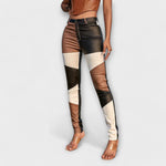 Valerie | Pantaloni skinny con motivo color block — 1