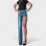 Selina | Shorts in denim asimmetrici alla moda con una tracolla — 1
