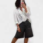 Bianca | Bermuda con decorazioni di strass — 1