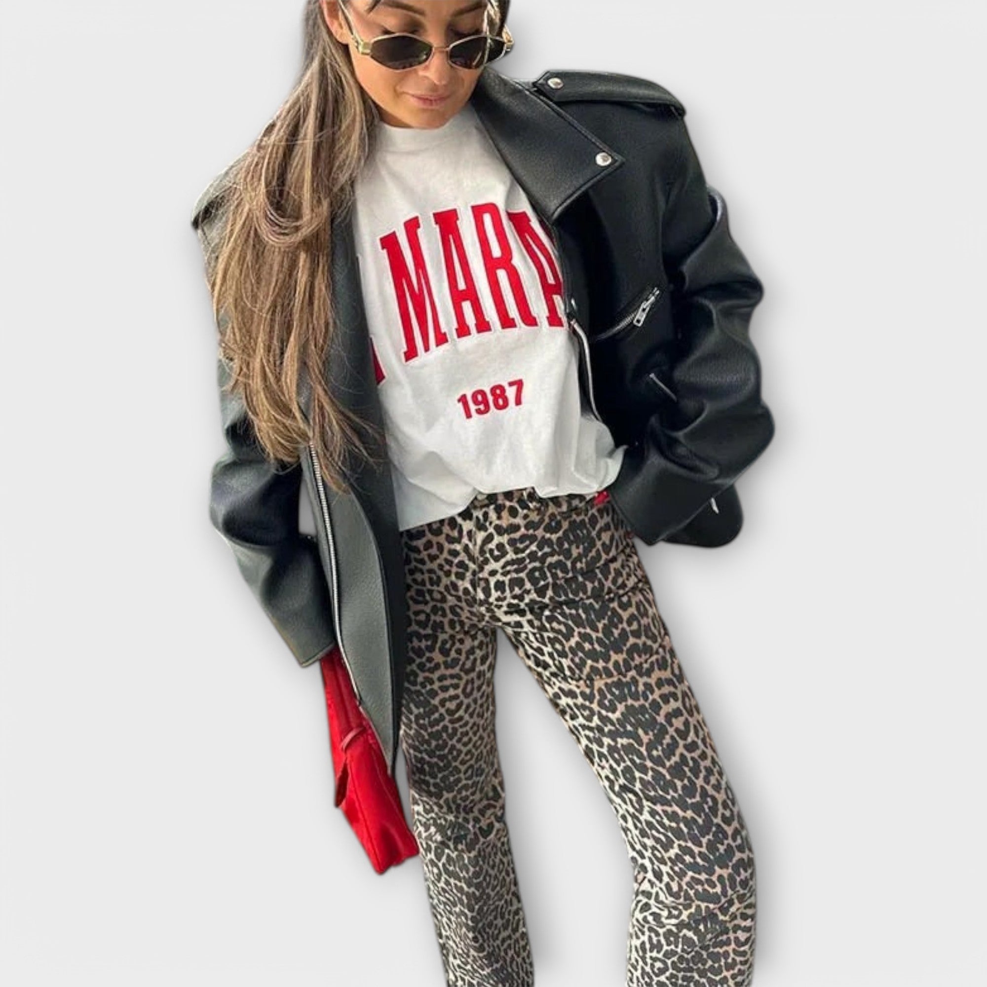 Maya | Jeans vintage con stampa leopardata — 4
