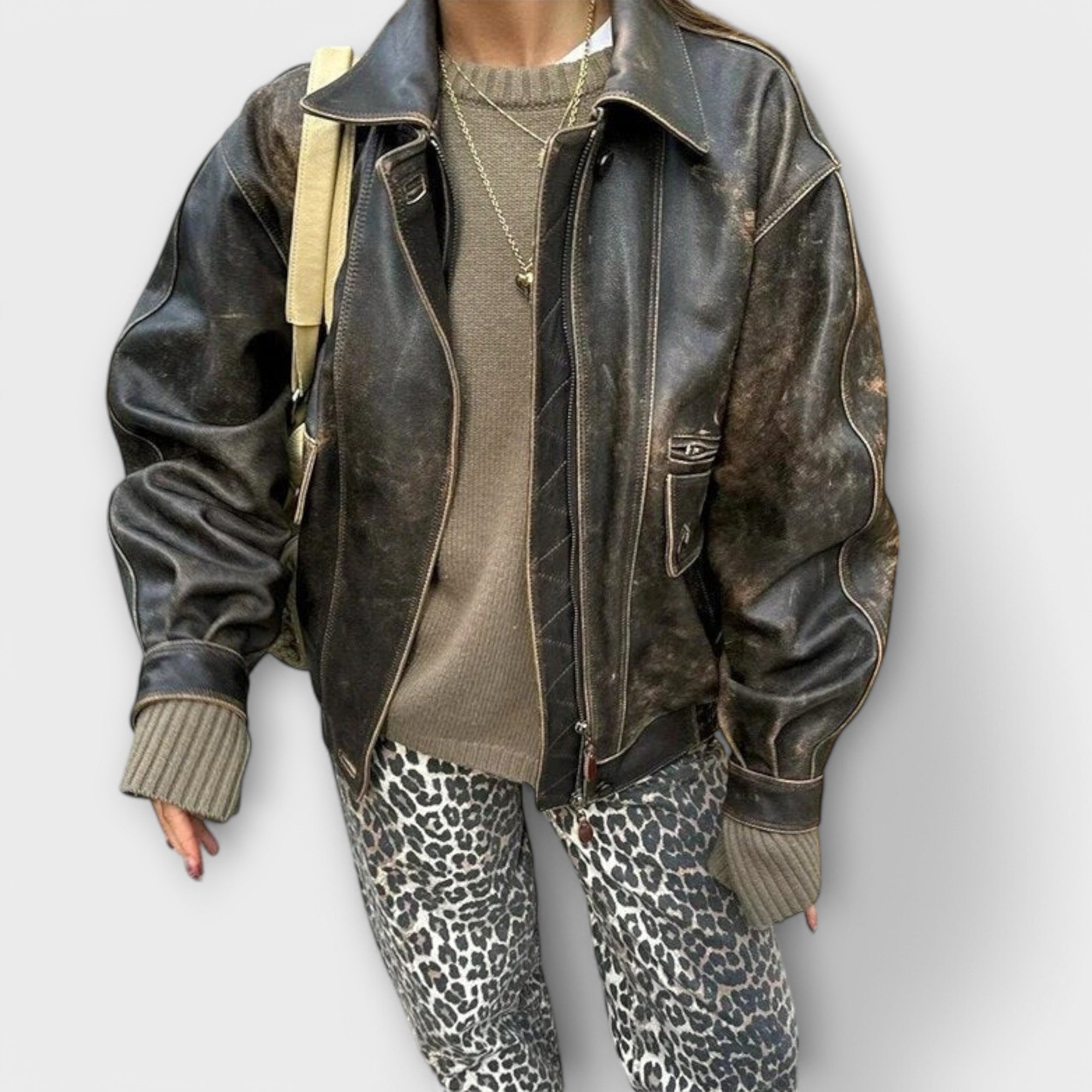 Maya | Jeans vintage con stampa leopardata — 5