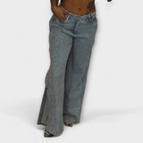 Thea | Jeans a vita alta con bottoni laterali decorati con strass — 4