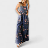 Susanne | Salopette ampia in denim con motivo floreale — 3