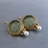Evelyn | Orecchini vintage rotondi in pietra verde — 1