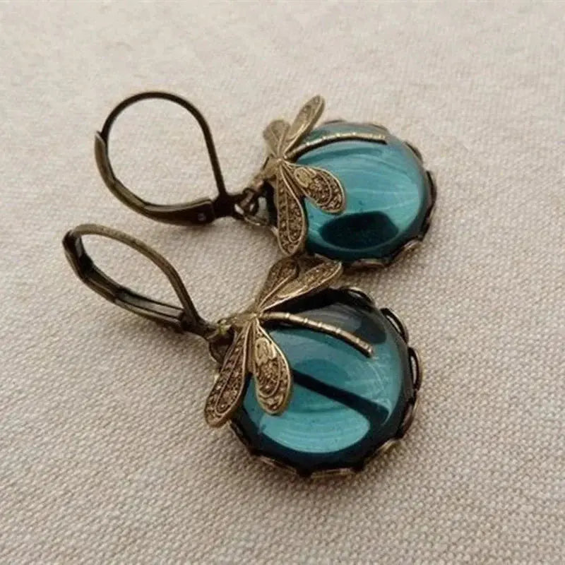 Josephine | Orecchini libellula sferici in oro antico — 1