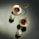 Hella | Orecchini vintage con accenti viola e perle — 1