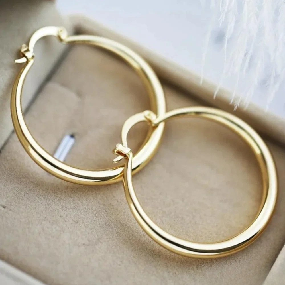 Erna | Grandi orecchini a cerchio color oro — 1