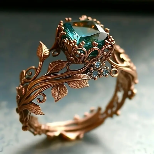 Vera | Anello in cristallo verde naturale — 1