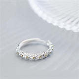 Merle | Anello regolabile in argento e smalto dipinto a mano con margherite — 5