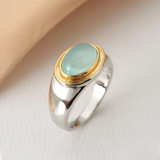 Lina | Anello retrò in pietra di luna verde — 1
